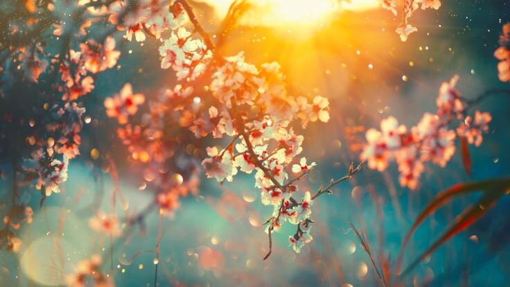 Stimmungsvolles Bild mit Blüten im Abendlicht - als Symbol für Stimmung in Texten