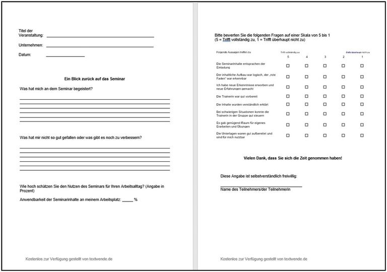 Unser Seminarbeurteilungsbogen zum kostenlosen Download